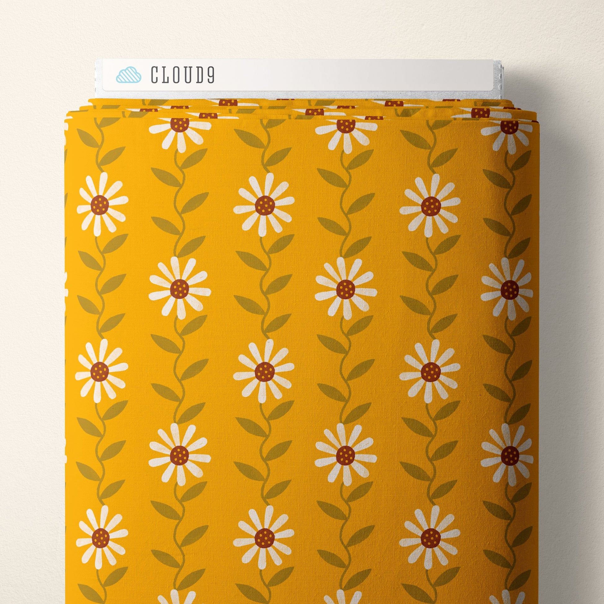 Daisy May - Gold - Retro Meadow - Sophie Rowe - Cloud 9 Fabrics - Poplin - Simplifi Fabric