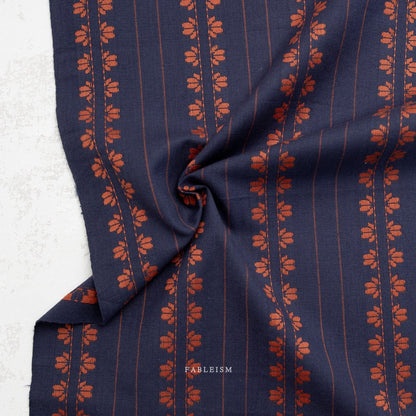Deco Stripe - Navy/Spice - Fine & Dandy - Fableism Supply Co. - Simplifi Fabric