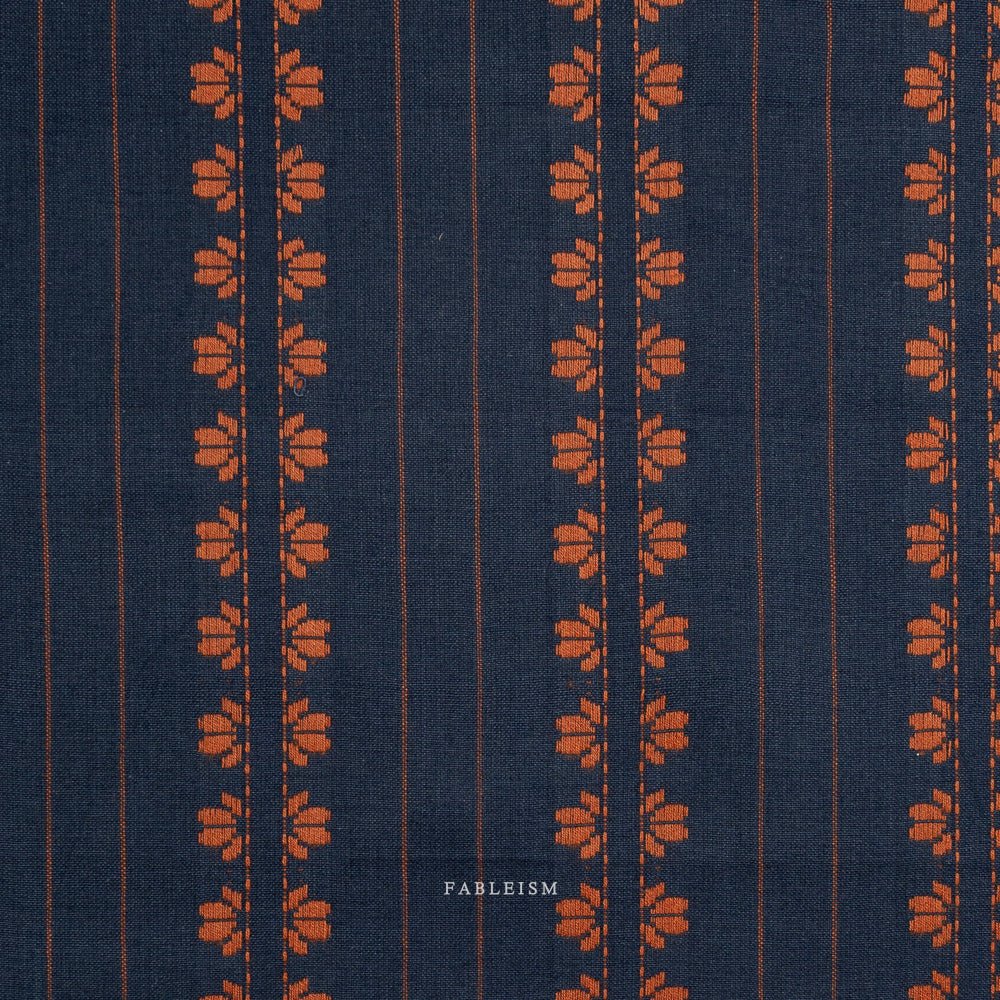 Deco Stripe - Navy/Spice - Fine & Dandy - Fableism Supply Co. - Simplifi Fabric