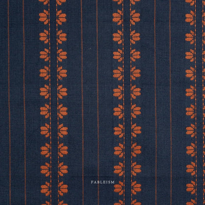 Deco Stripe - Navy/Spice - Fine & Dandy - Fableism Supply Co. - Simplifi Fabric