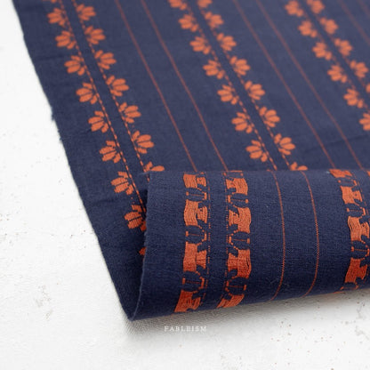 Deco Stripe - Navy/Spice - Fine & Dandy - Fableism Supply Co. - Simplifi Fabric