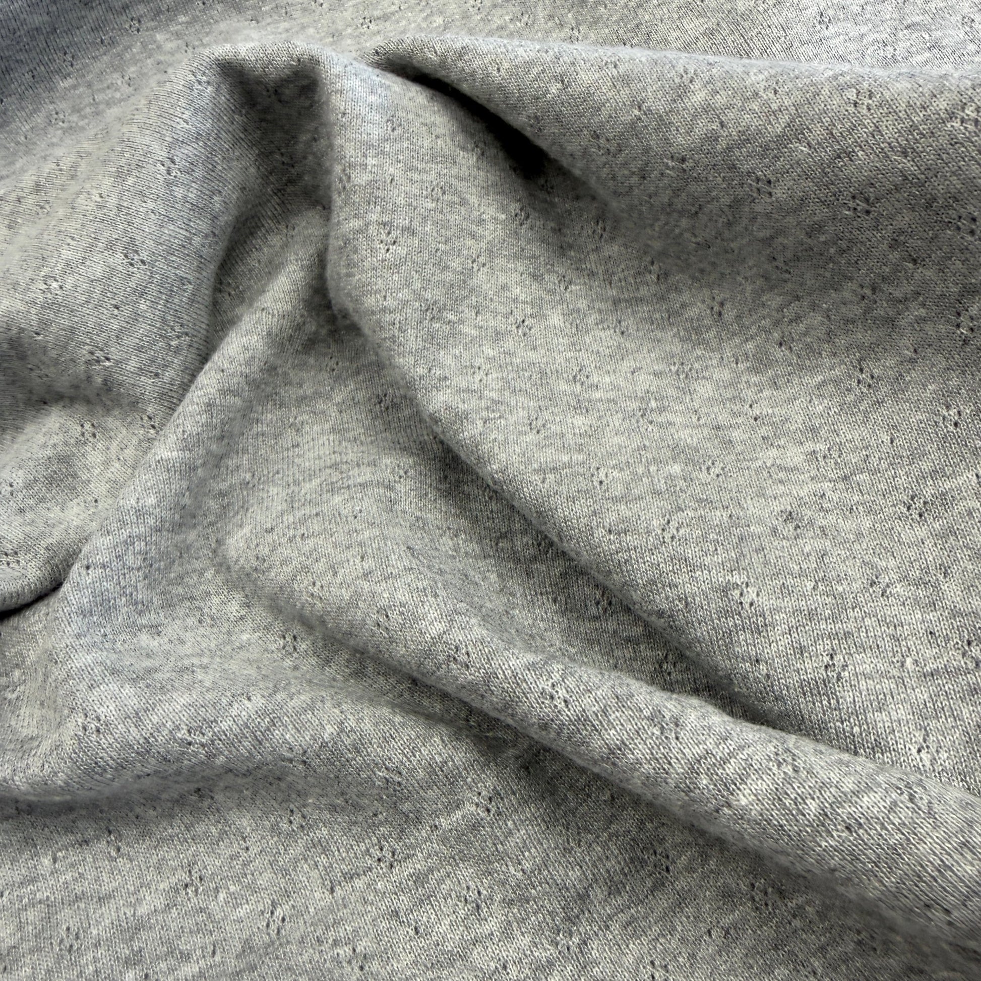 Delicate Diamonds Pointelle Knit Fabric - Organic Cotton - Grey Melange - Simplifi Fabric
