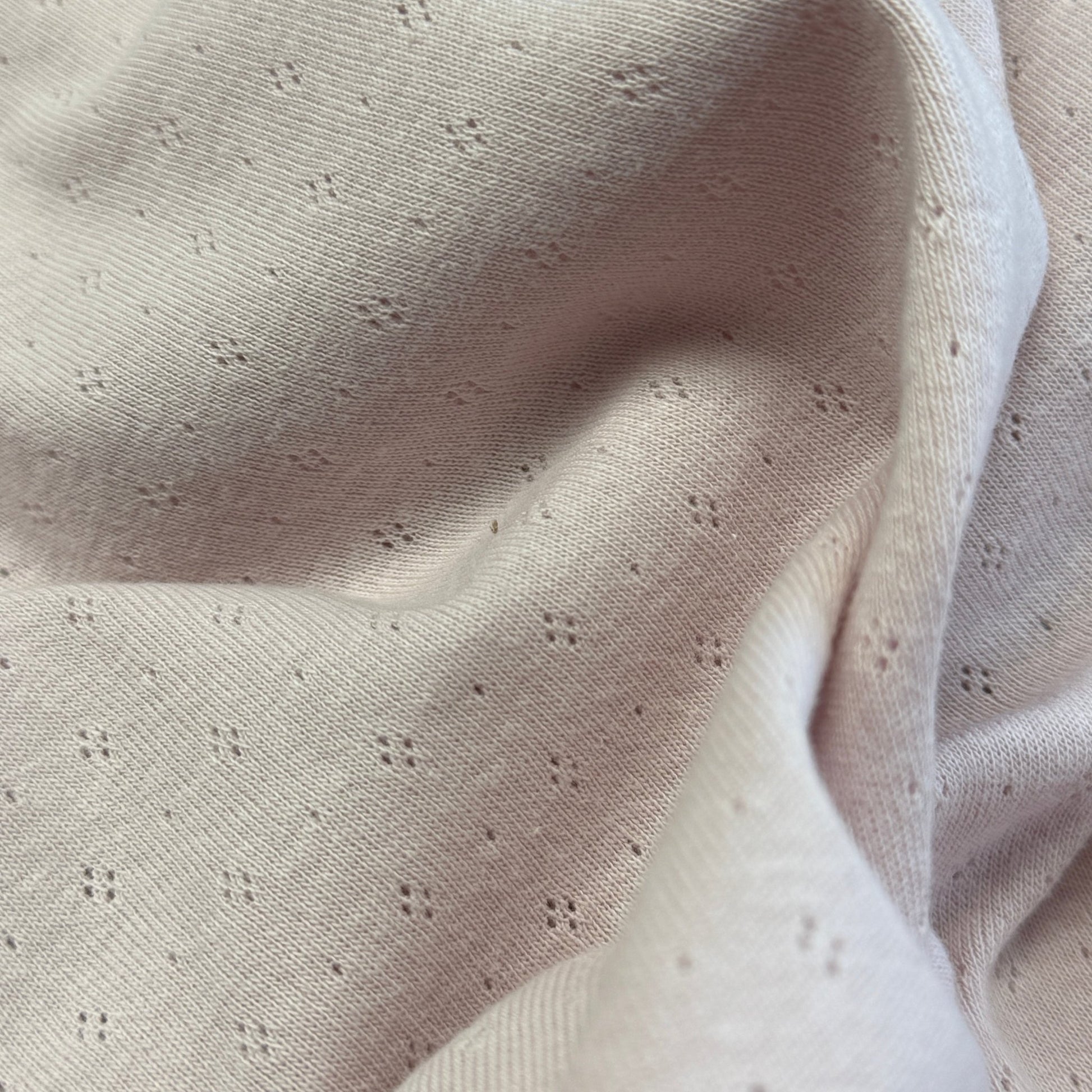 Delicate Diamonds Pointelle Knit Fabric - Organic Cotton - Light Lilac Linen - Simplifi Fabric