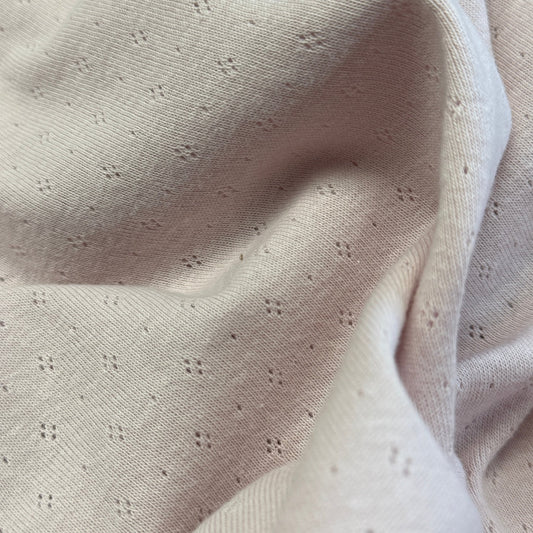 Delicate Diamonds Pointelle Knit Fabric - Organic Cotton - Light Lilac Linen - Simplifi Fabric