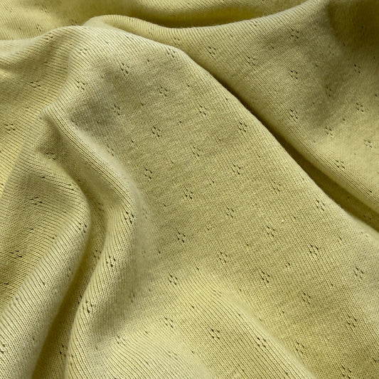 Delicate Diamonds Pointelle Knit Fabric - Organic Cotton - Warm Chamomille - Simplifi Fabric