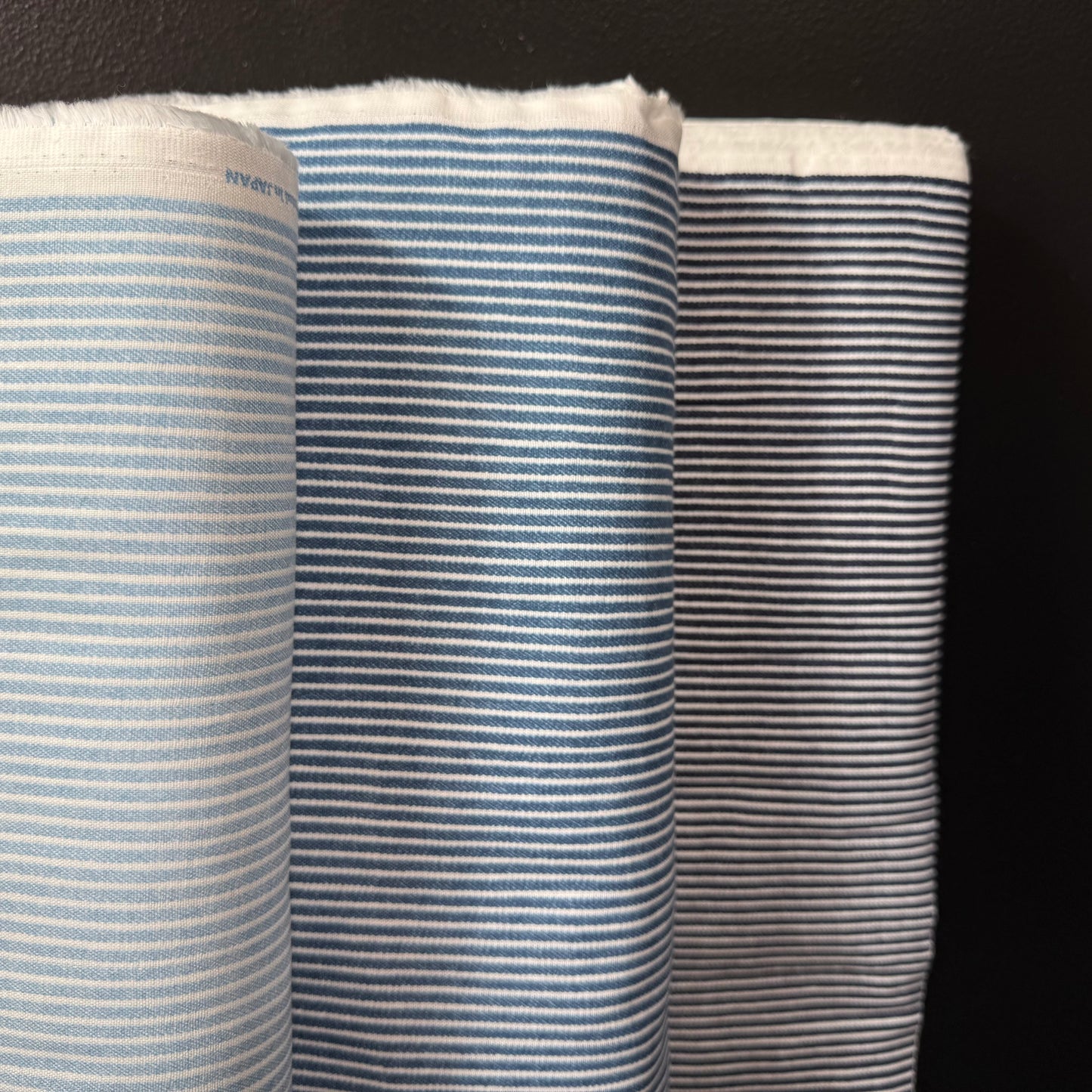 Hickory Stripe Denim Look Double Gauze - Japanese Import - Light Denim/Light