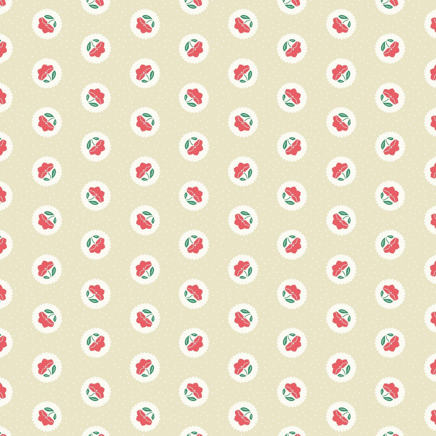 Dot Blossoms - Watermelon - Little Bo - Kimberly Morgan - Cloud 9 Fabrics - Poplin - Simplifi Fabric