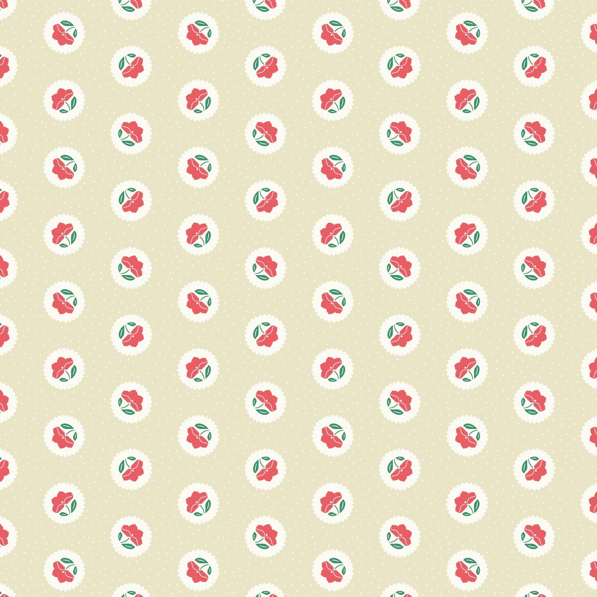 Dot Blossoms - Watermelon - Little Bo - Kimberly Morgan - Cloud 9 Fabrics - Poplin - Simplifi Fabric