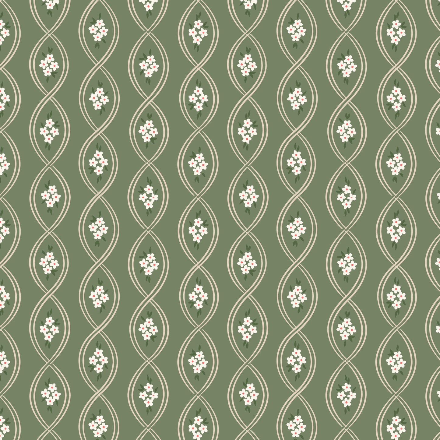 Entwined - Sage - Spring Showers - Ann Gardner - Cloud 9 Fabrics - Poplin - Simplifi Fabric