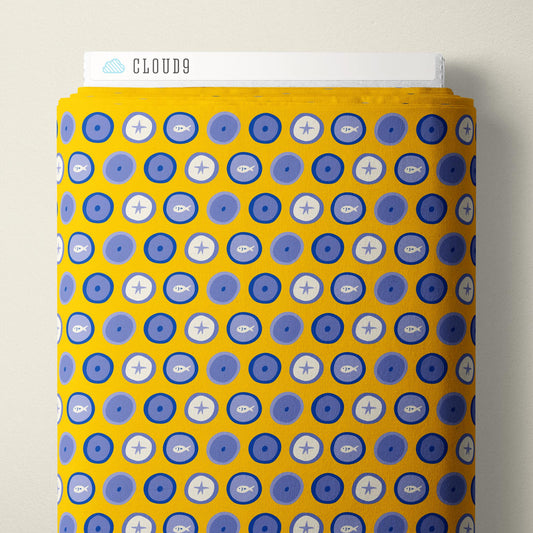Festival Shields - Yellow - The Iliad - Aidi Riera - Cloud 9 Fabrics - Poplin - Simplifi Fabric