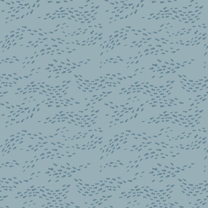 Fish School - Dusty Blue - Seashell Serenade - Jayme Murray - Cloud 9 Fabrics - Poplin - Simplifi Fabric