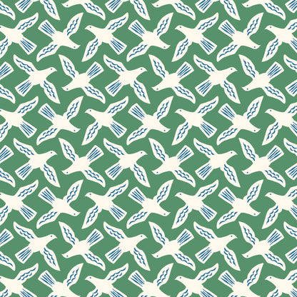 Flock - Green - Orchard Deco - Ariana Martin - Cloud 9 Fabrics - Poplin - Simplifi Fabric