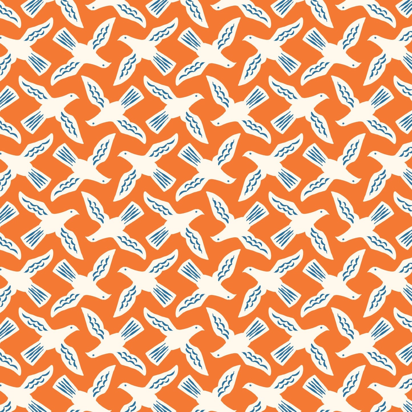 Flock - Orange - Orchard Deco - Ariana Martin - Cloud 9 Fabrics - Poplin - Simplifi Fabric