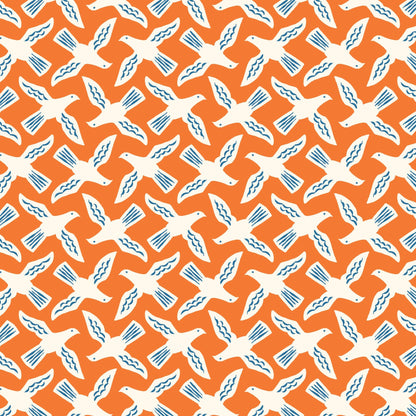 Flock - Orange - Orchard Deco - Ariana Martin - Cloud 9 Fabrics - Poplin - Simplifi Fabric