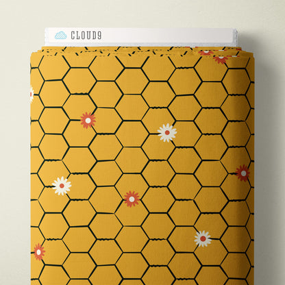 Floral Chicken Wire - Yellow - Homestead Haven - Shelby Warwood - Cloud 9 Fabrics - Poplin - Simplifi Fabric