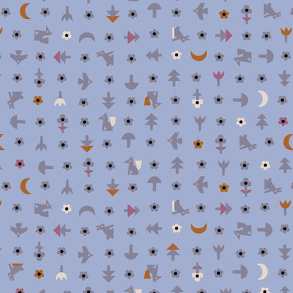 Free Bird - Blue - Fern Grove - Leah Duncan - Cloud 9 Fabrics - Poplin - Simplifi Fabric