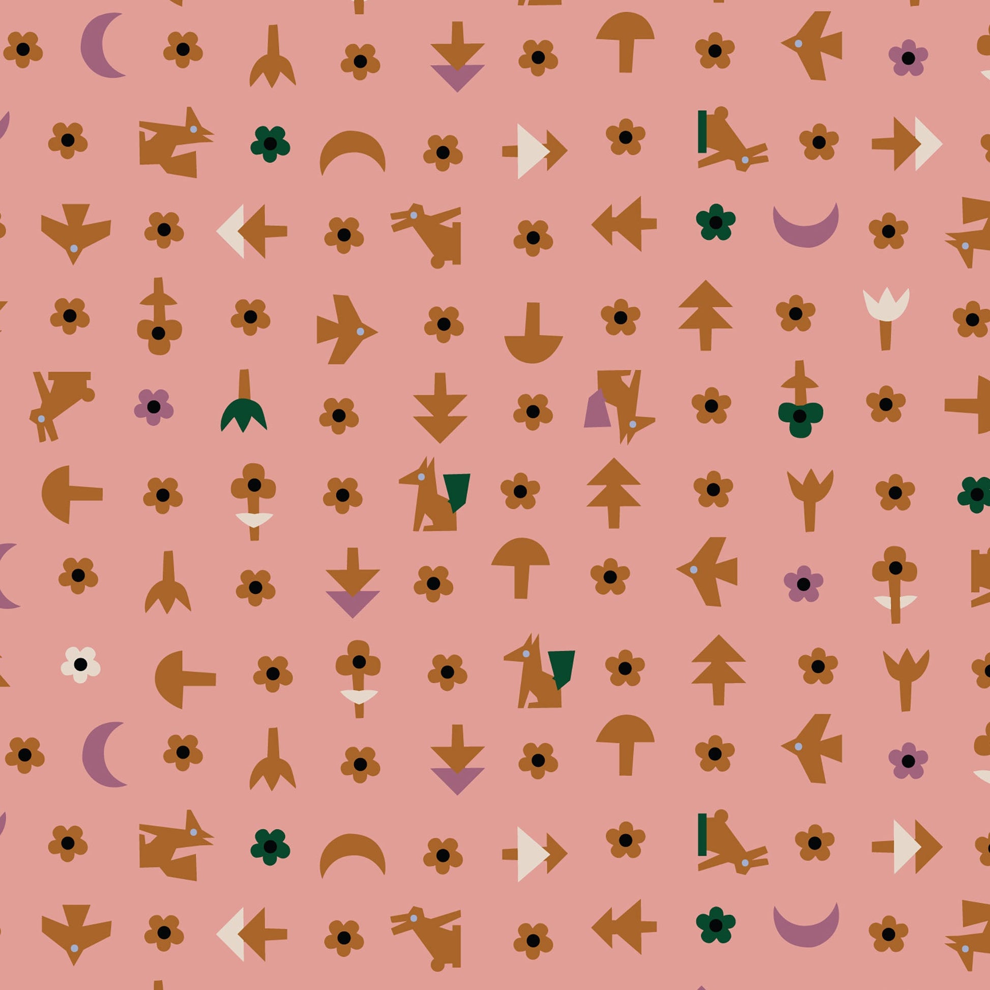 Free Bird - Pink - Fern Grove - Leah Duncan - Cloud 9 Fabrics - Poplin - Simplifi Fabric