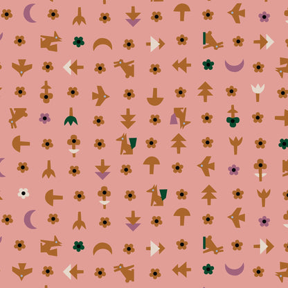 Free Bird - Pink - Fern Grove - Leah Duncan - Cloud 9 Fabrics - Poplin - Simplifi Fabric