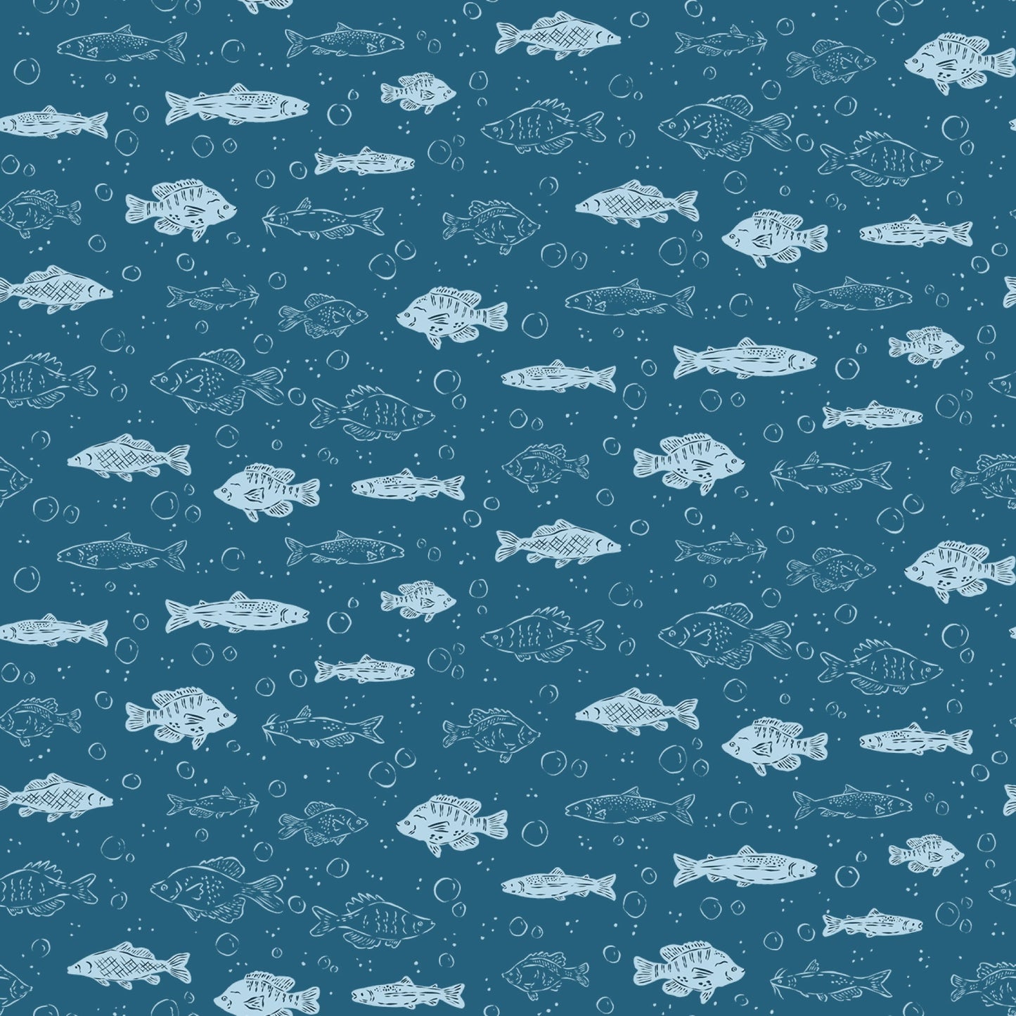 Freshwater Fish - Camp Canine - Krissy Mast - Cloud 9 Fabrics - Poplin - Simplifi Fabric