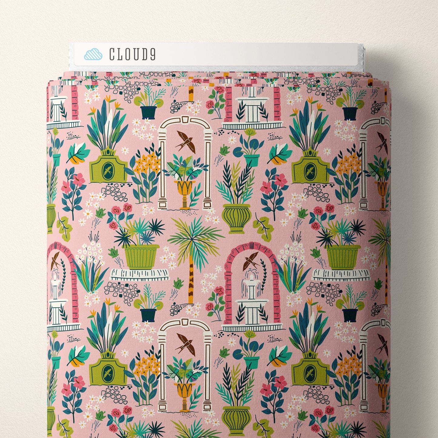 Garden - Pink - Bohemian Paradise - Maria Galybina - Cloud 9 Fabrics - Poplin - Simplifi Fabric