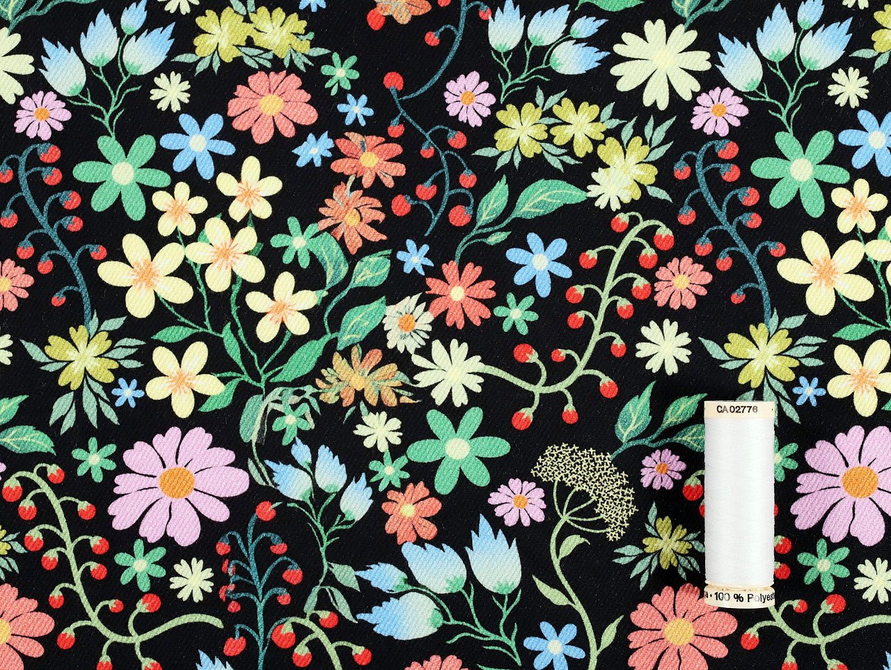 Garden Vine Denim - Black - Oeko - Tex 100 - Fabric Godmother - Simplifi Fabric