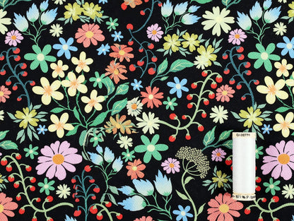 Garden Vine Denim - Black - Oeko - Tex 100 - Fabric Godmother - Simplifi Fabric