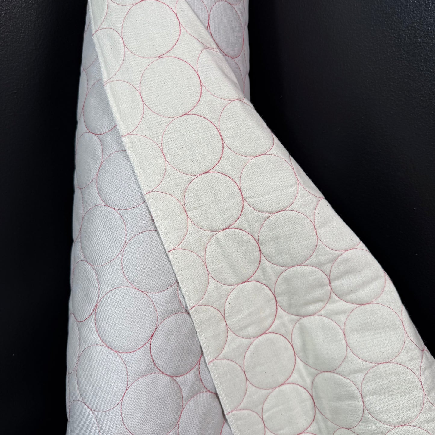 Circle Stitch Quilted - Japanese Import - Light Gray/Pink