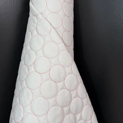 Circle Stitch Quilted - Japanese Import - Light Gray/Pink