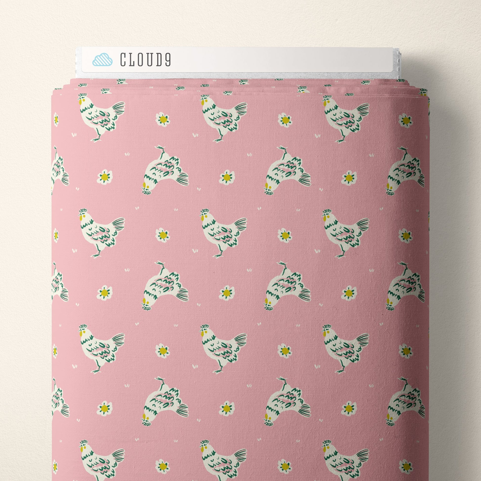 Happy Hens - Pink - Happy Homestead - Samantha Johnson - Cloud 9 Fabrics - Poplin - Simplifi Fabric