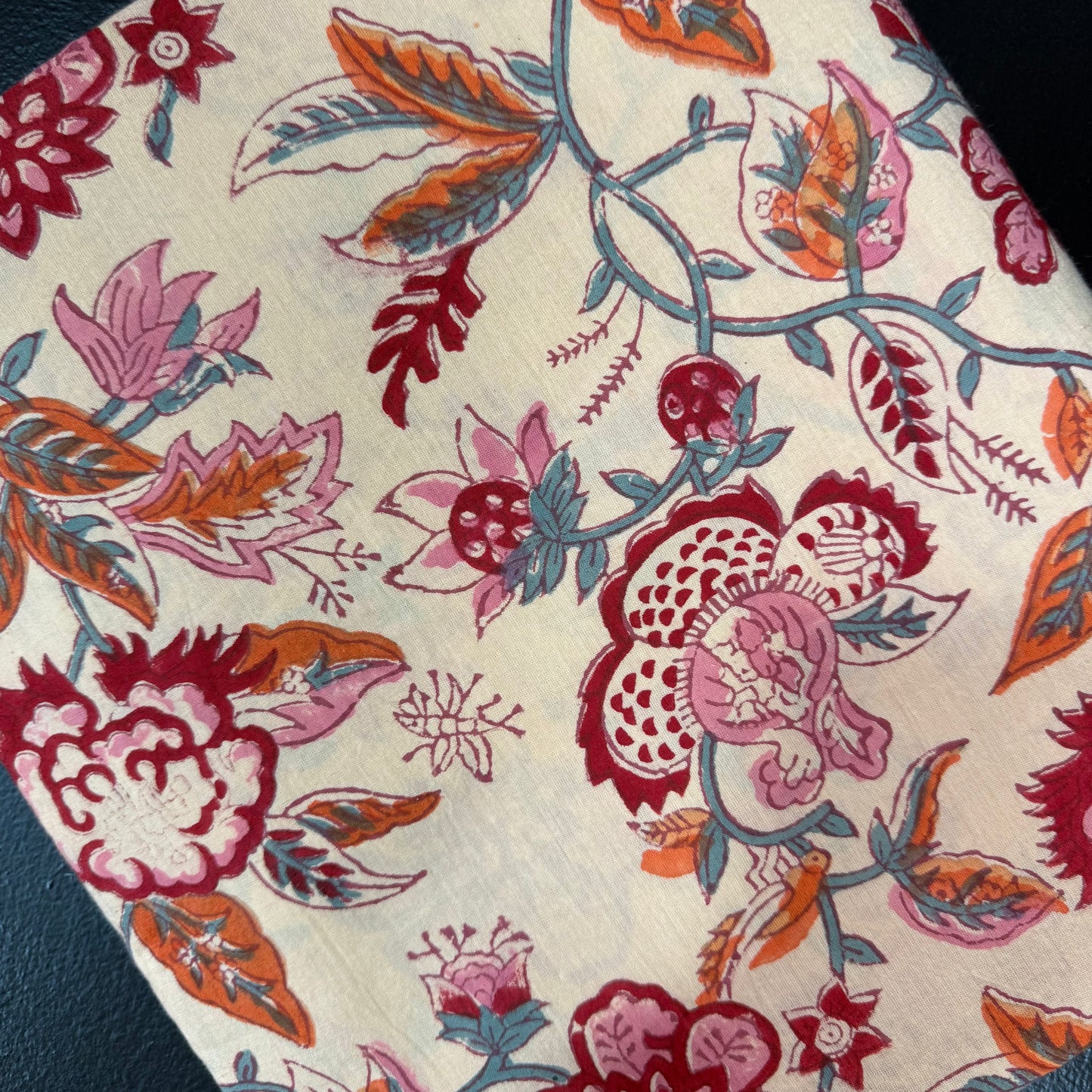 Mughal Garden Pink - Bagru Indian Cotton Block Print