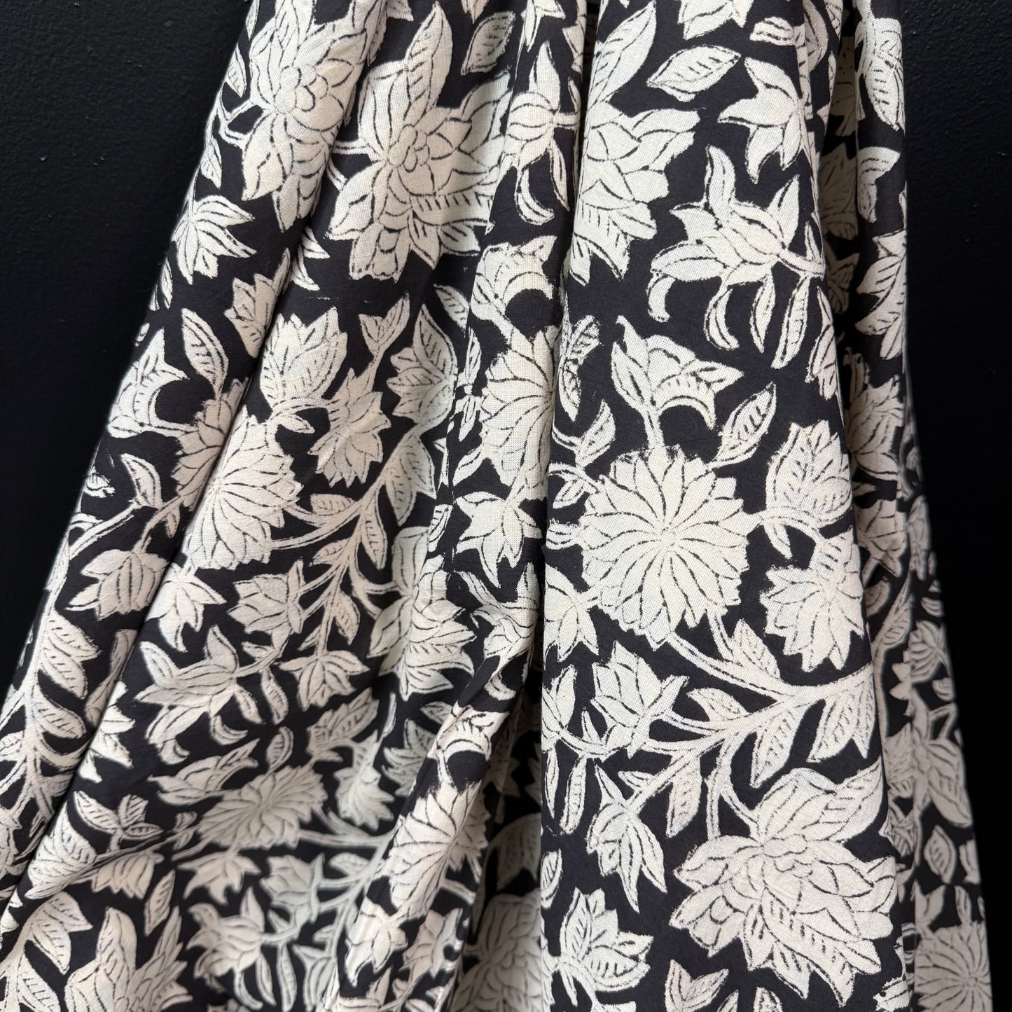 Midnight Bloom  - Bagru Indian Cotton Block Print