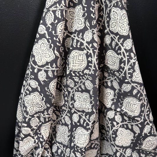 Petal Path Black  - Bagru Indian Cotton Block Print