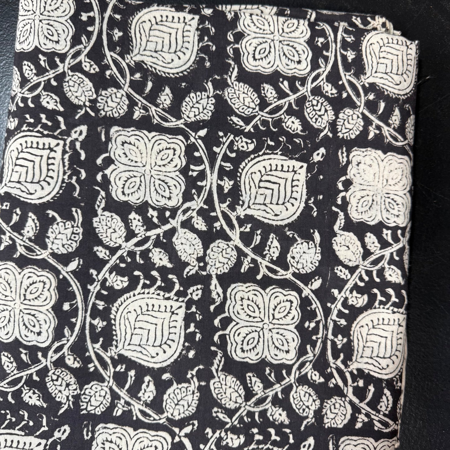 Petal Path Black  - Bagru Indian Cotton Block Print