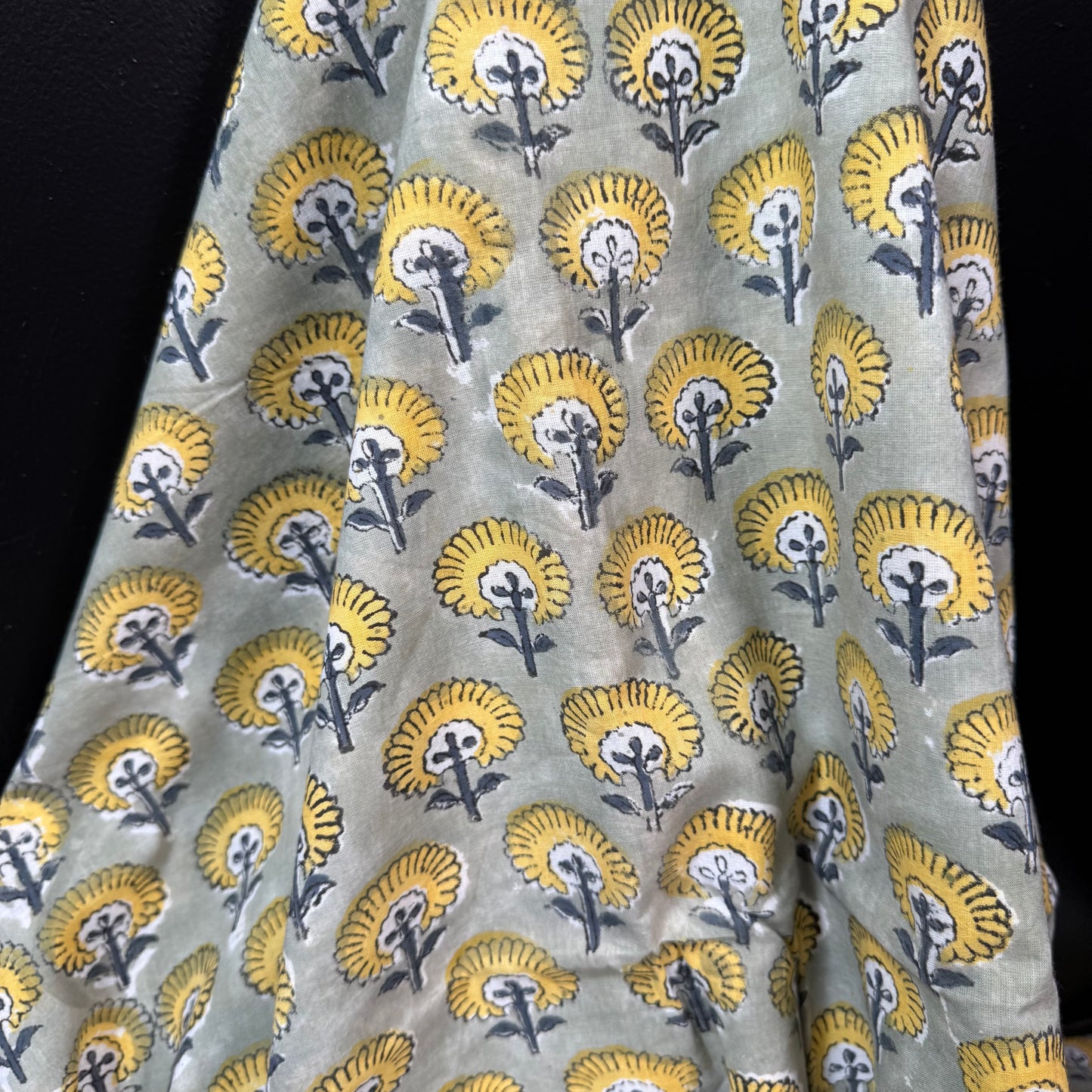 Dandilion Dream Sage - Bagru Indian Cotton Block Print