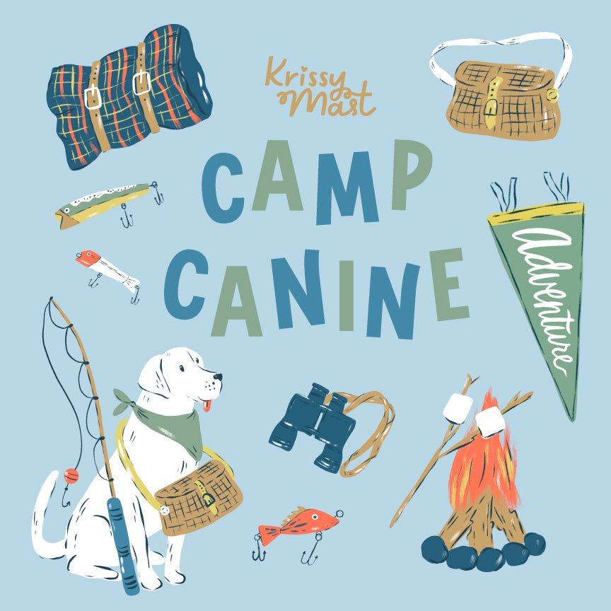 Headed for Adventure - Blue - Camp Canine - Krissy Mast - Cloud 9 Fabrics - Poplin - Simplifi Fabric