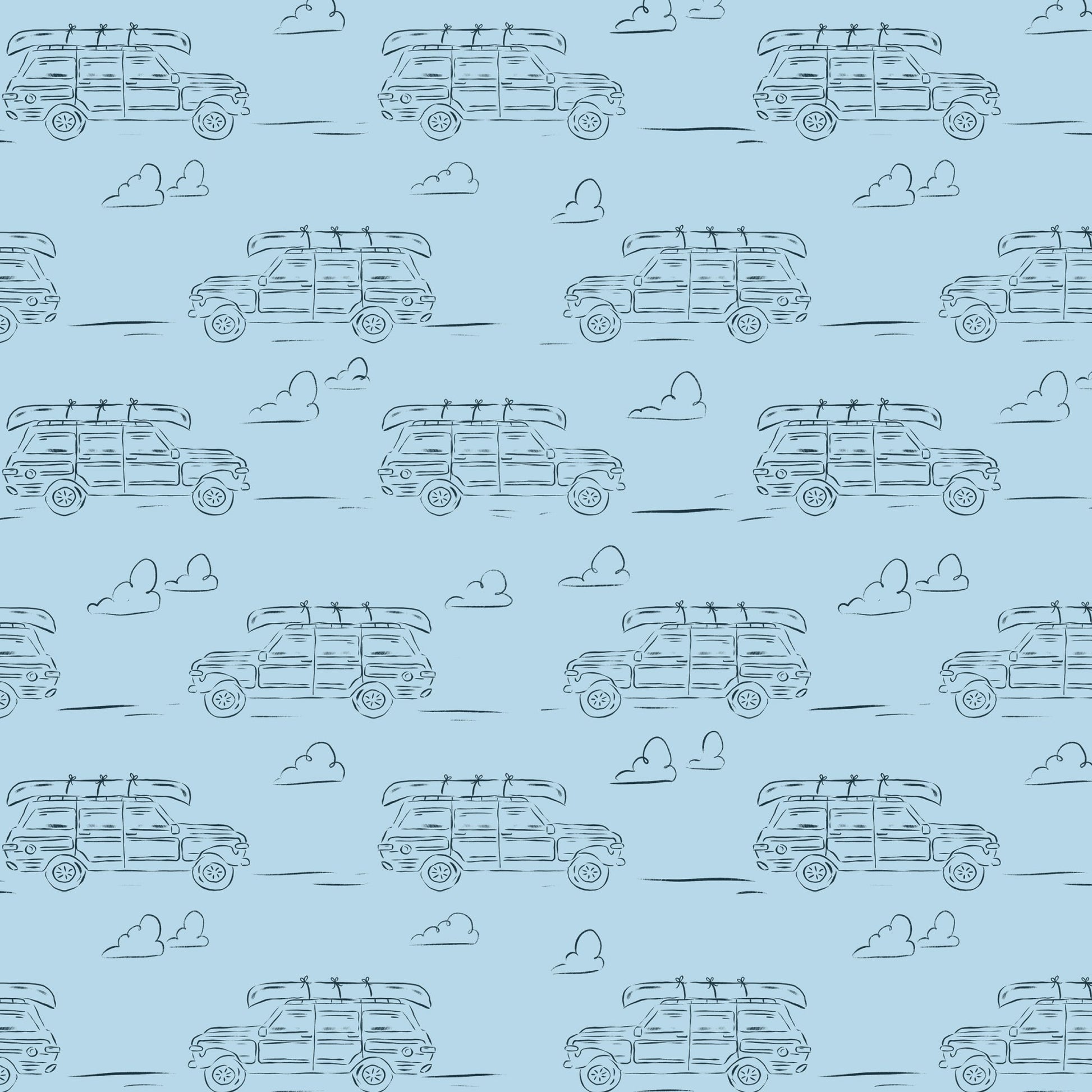 Headed for Adventure - Blue - Camp Canine - Krissy Mast - Cloud 9 Fabrics - Poplin - Simplifi Fabric