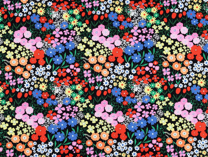 Joy Blooms Cotton Lawn - Black - Oeko - Tex 100 - Fabric Godmother - Simplifi Fabric