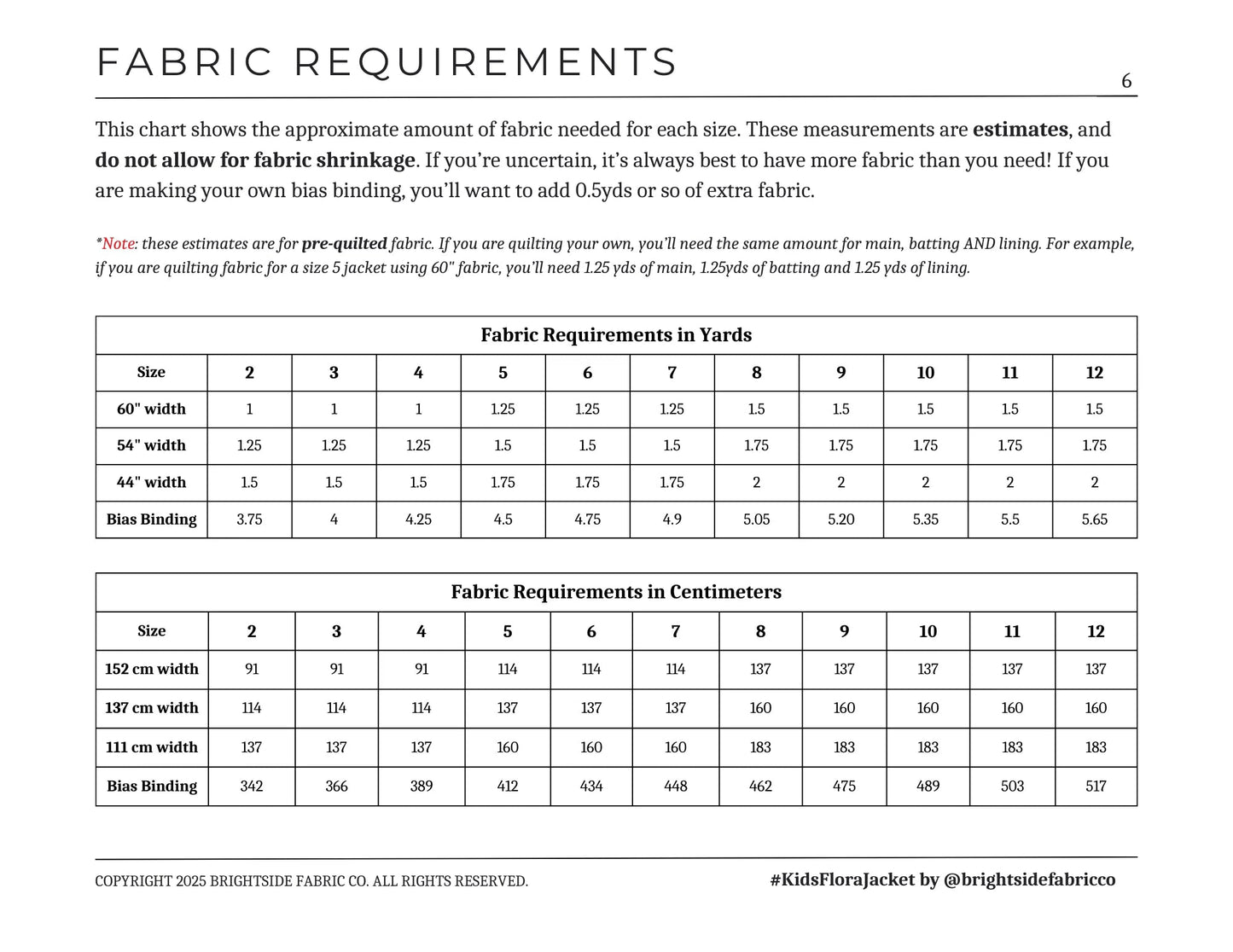 Kids Flora Jacket Sewing PDF Pattern - Brightside Fabric Co. - Simplifi Fabric