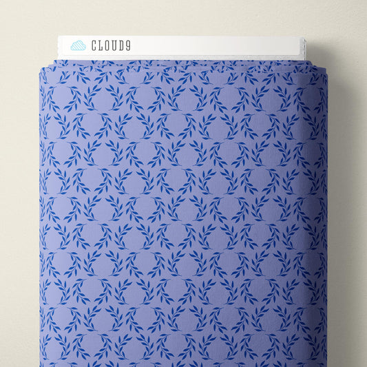 Laurel Leaves - Blue - The Iliad - Aidi Riera - Cloud 9 Fabrics - Poplin - Simplifi Fabric
