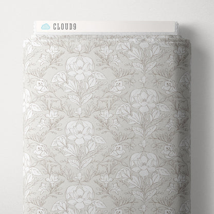 Magnolia Reverie - White/Grey - Gentle Whispers - Trisha Patel - Cloud 9 Fabrics - Poplin - Simplifi Fabric