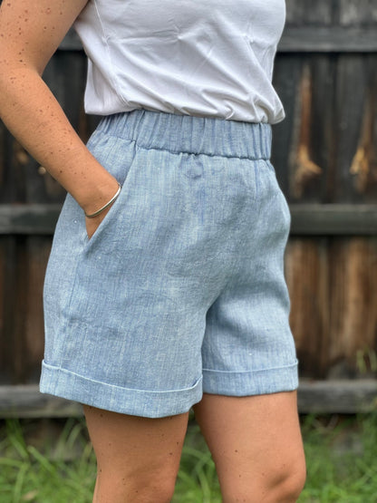 Marlo Womens High Waisted Everyday Shorts PDF Sewing Pattern - Atelier Mimito - Simplifi Fabric