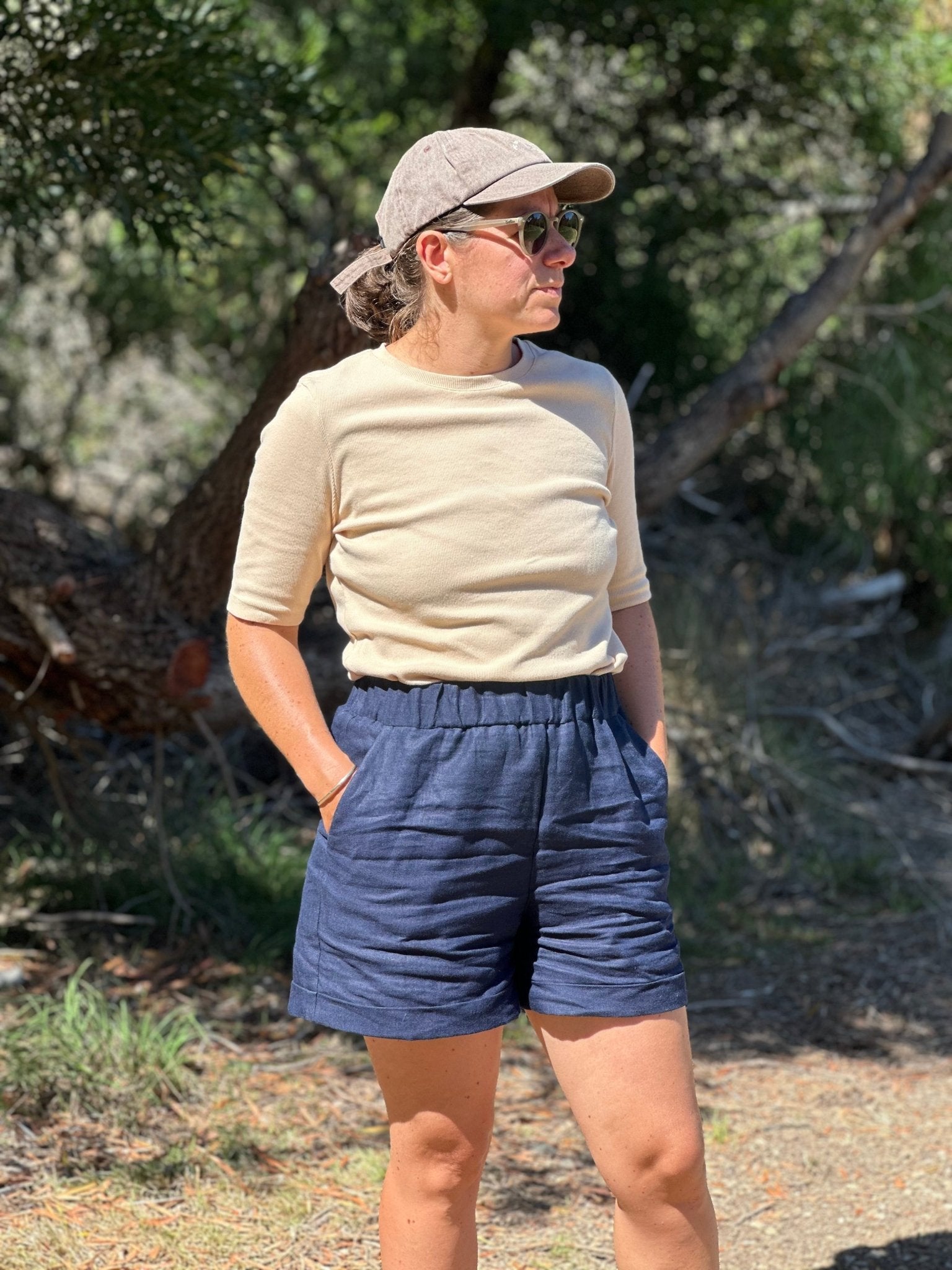 Marlo Womens High Waisted Everyday Shorts PDF Sewing Pattern - Atelier Mimito - Simplifi Fabric