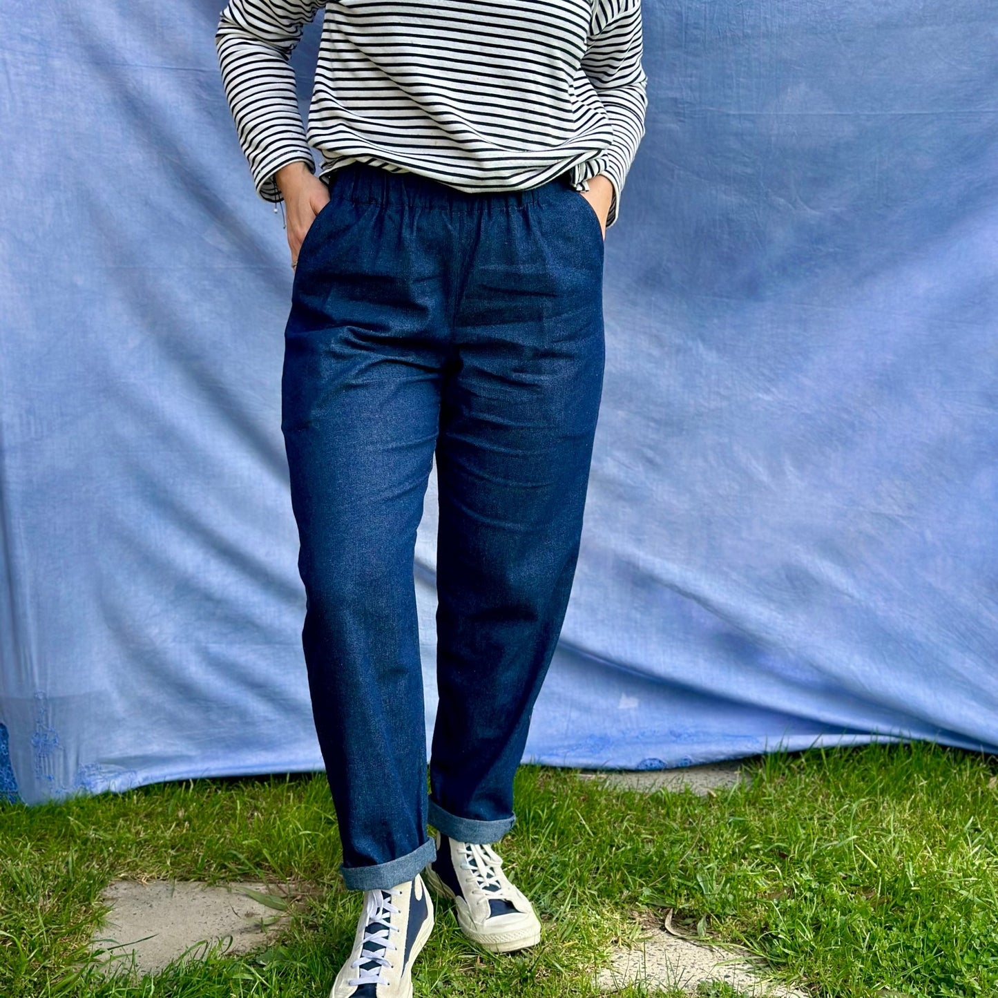 Marlo Womens High Waisted Everyday Trousers PDF Sewing Pattern - Atelier Mimito - Simplifi Fabric