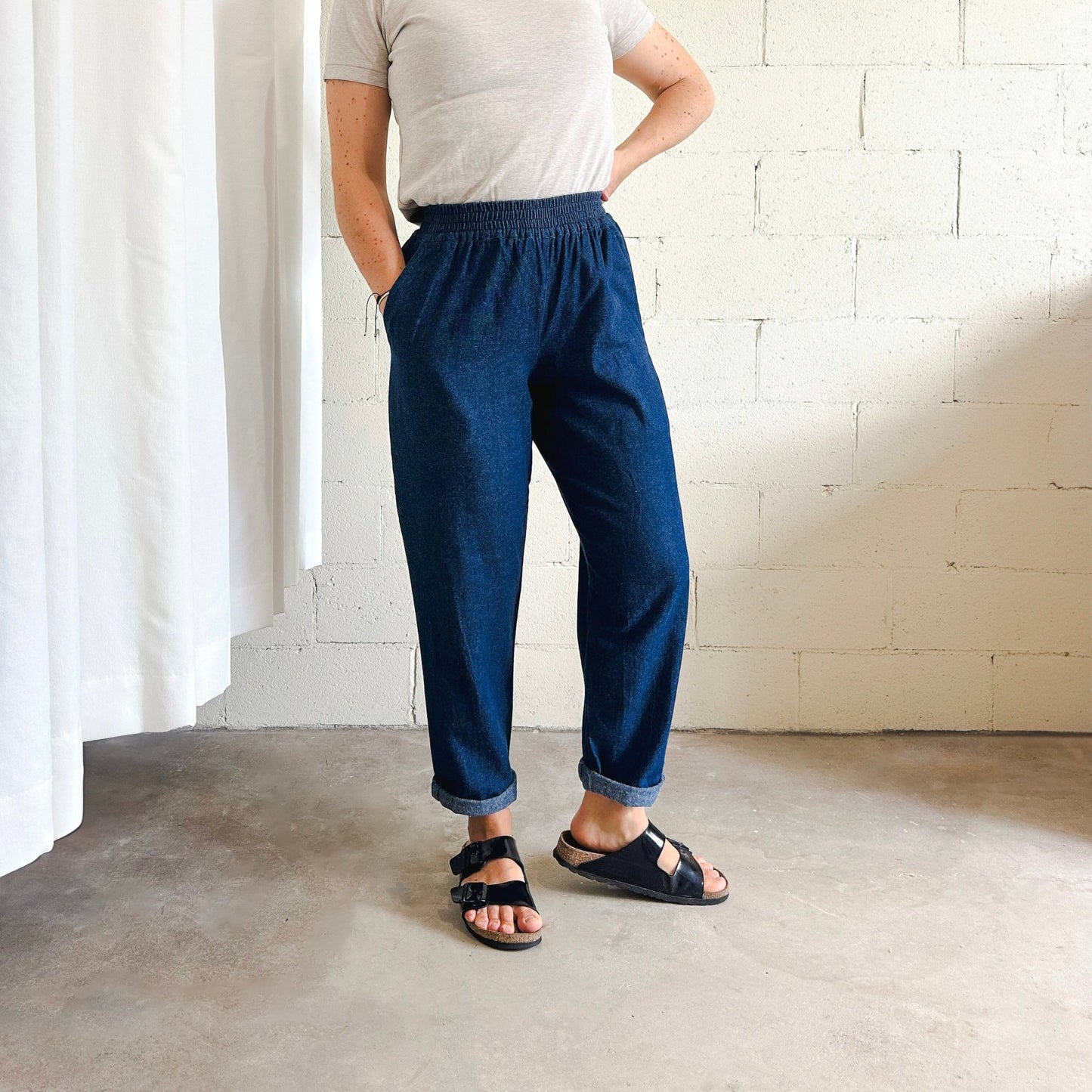 Marlo Womens High Waisted Everyday Trousers PDF Sewing Pattern - Atelier Mimito - Simplifi Fabric