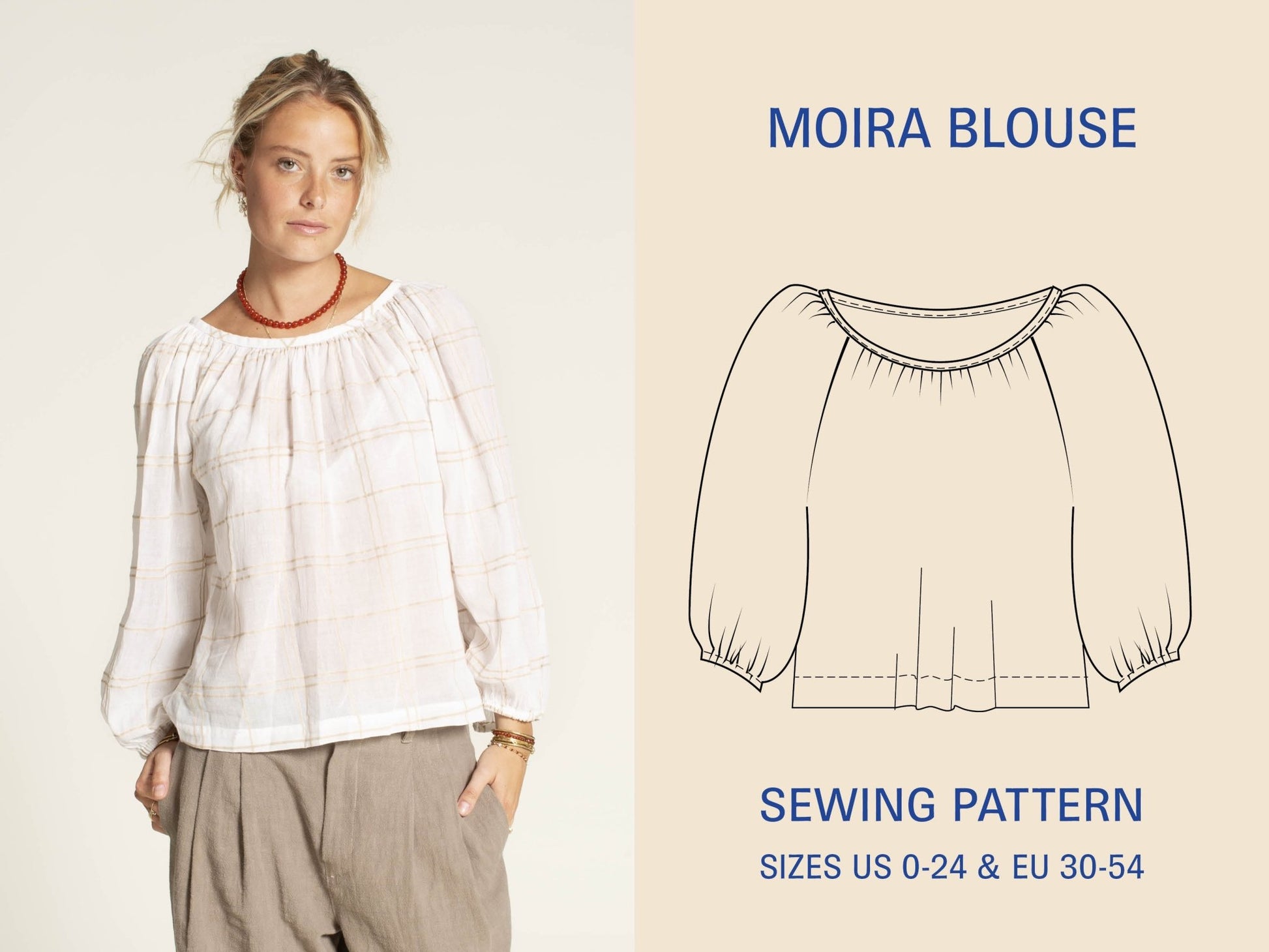 Moira Blouse Womens Paper Pattern - Wardrobe by Me - Simplifi Fabric