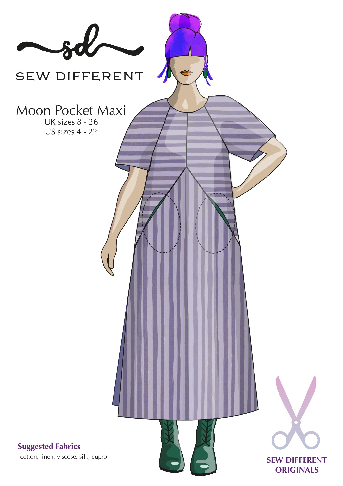 Moon Pocket Maxi - Paper Sewing Pattern - Sew Different - Simplifi Fabric