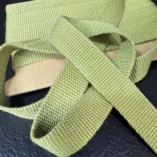 20mm Linen Blend Marble Webbing - Japanese Import - Moss Green (sold per meter)