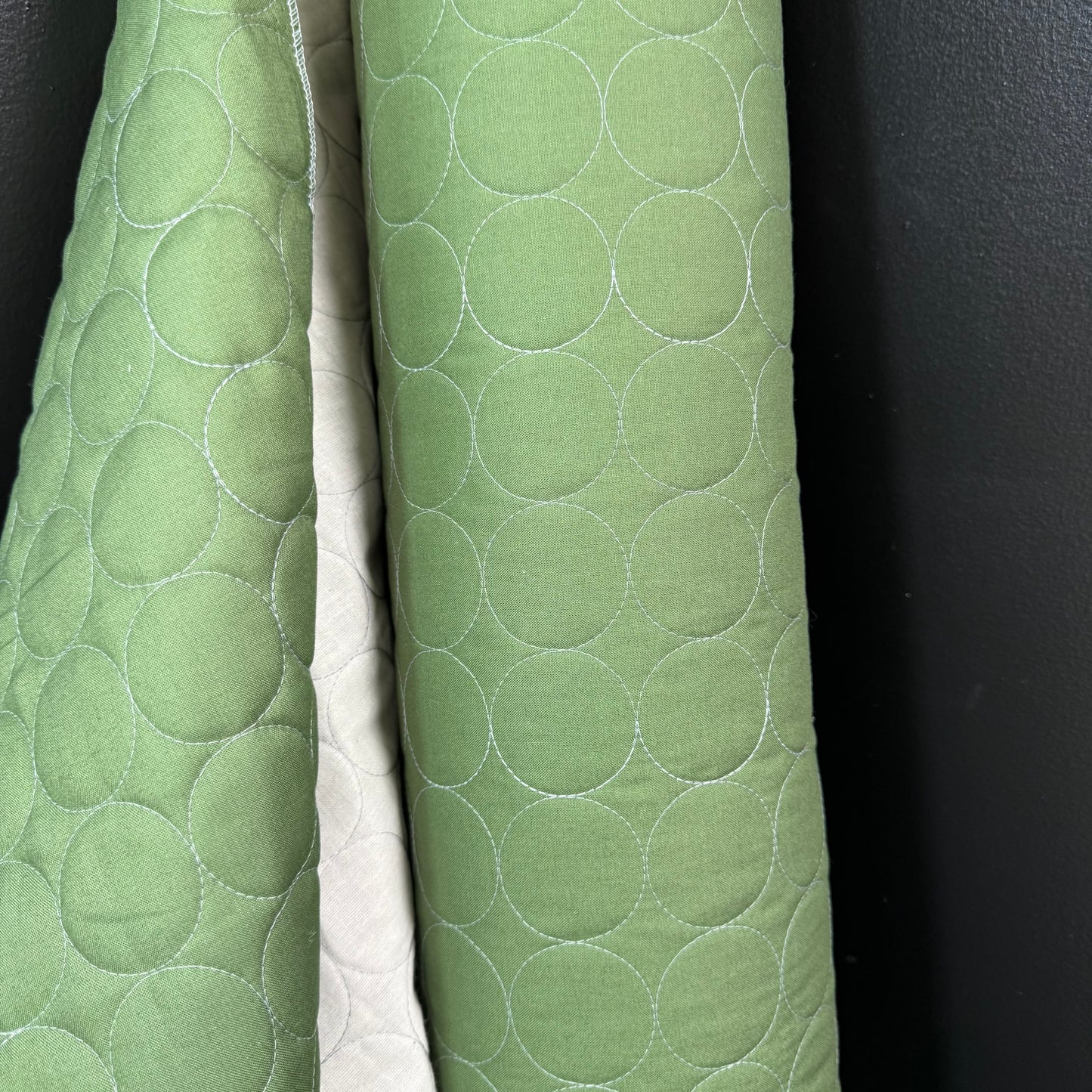 Circle Stitch Quilted - Japanese Import - Moss Green/Gray