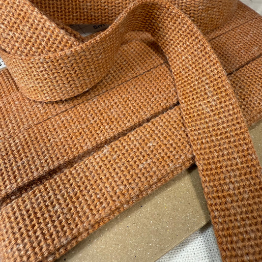20mm Linen Blend Marble Webbing - Japanese Import - Orange (sold per meter)