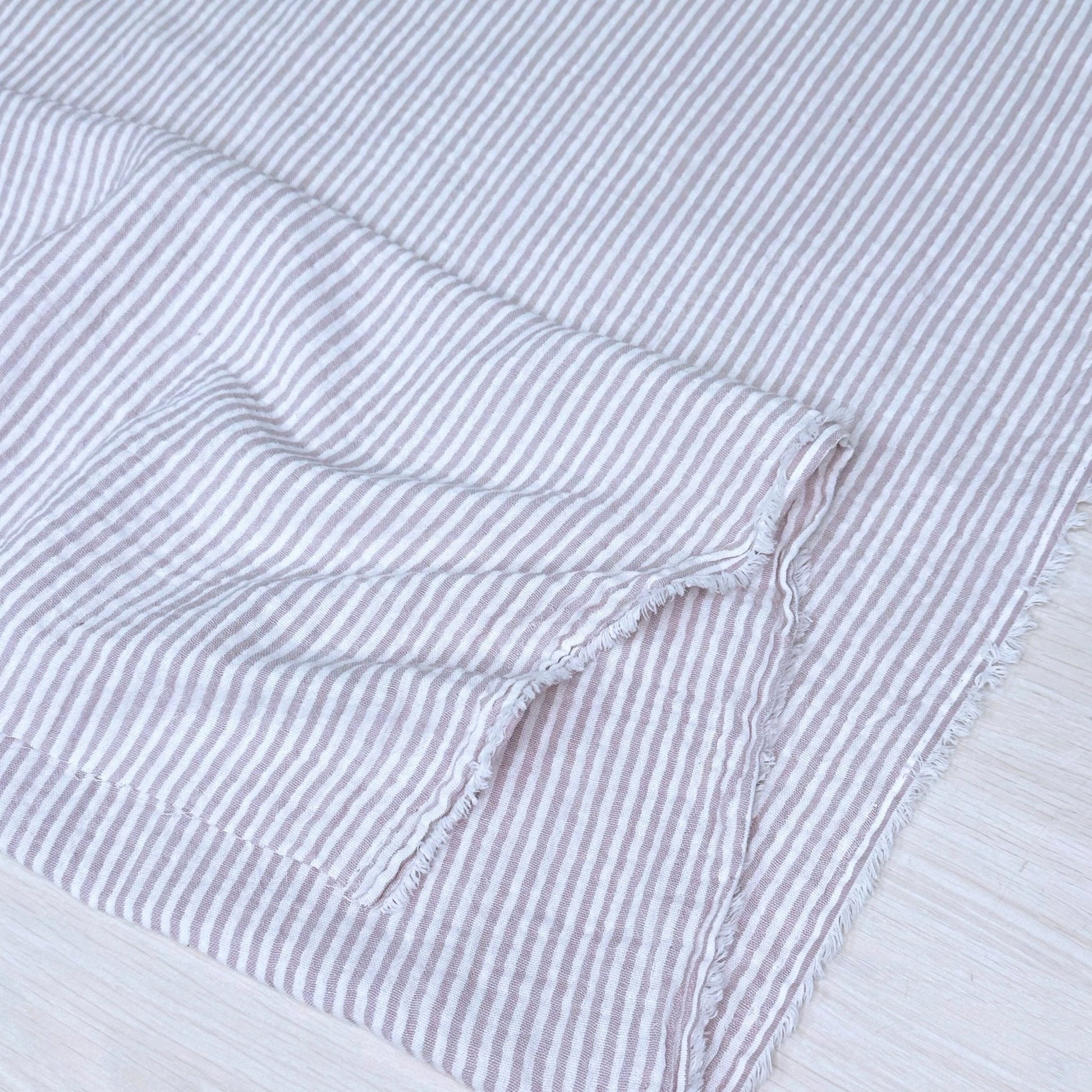 Organic Cotton Yarn Dyed Double Gauze - Stripe - White/Lilac - Simplifi Fabric